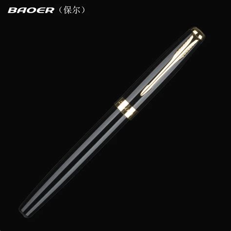 Baoer Bolígrafo Rollerball negro liso de lujo Bolígrafo De Metal para