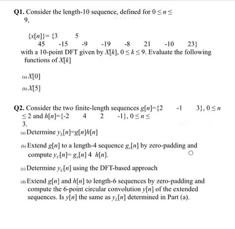 Solved Q1 Consider The Length 10 Sequence Defined For 0