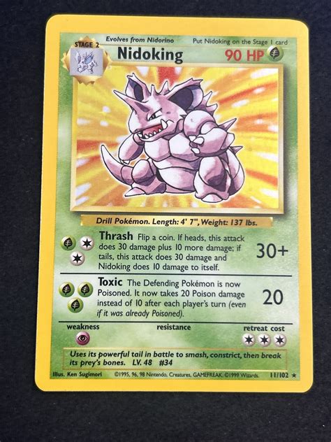 Pokémon Tcg Nidoking Base Set 11102 Holo Unlimited Holo Rare Ebay