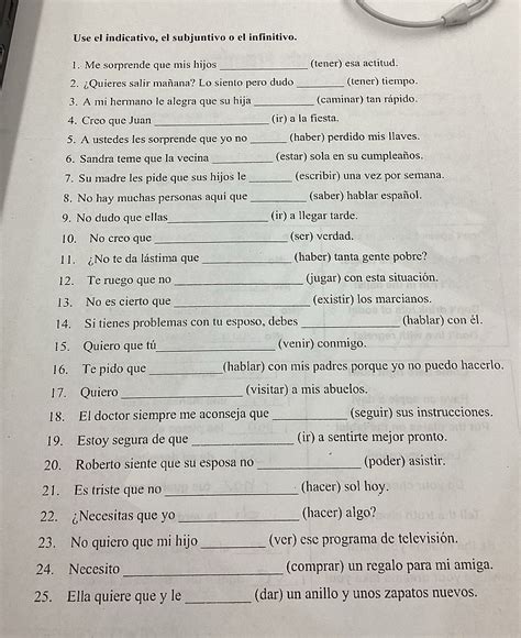 Solved Pls Answer Use El Indicativo El Subjuntivo O El Infinitivo