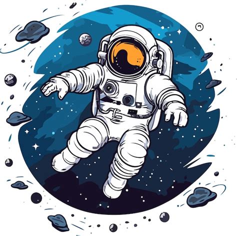 Premium Vector An Astronaut In Space With A Black And White Drawing