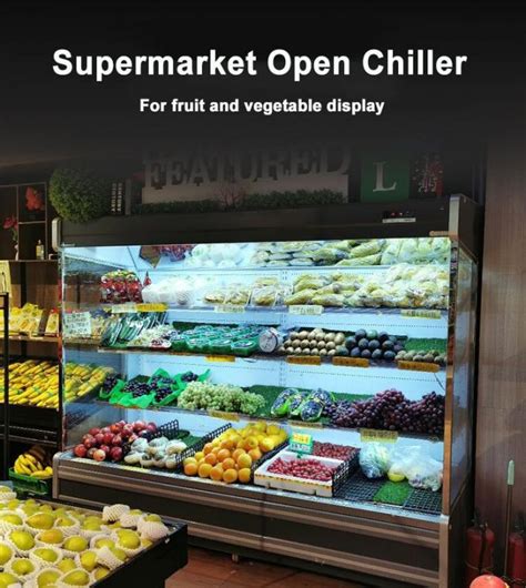 Large Capacity Supermarket Black Multideck Open Chiller With Led Auto