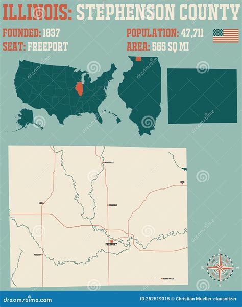 Mapa Do Condado De Stephenson Em Illinois Ilustração do Vetor