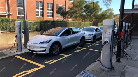 Premium AI Image | A tesla model 3 charging station is shown.