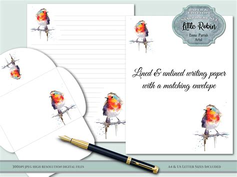 Robin Writing Paper Stationery Set Matching Envelope Bird A4 Etsy