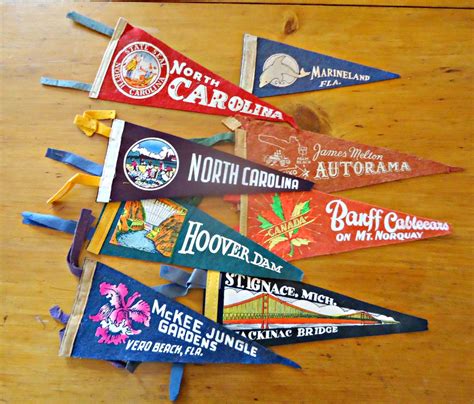 8 Vintage Pennants Pennant Instant Collection Souvenir Pennant 1950s