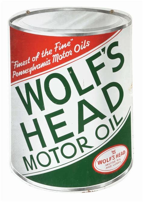 Wolf S Head Motor Oil Tin Service Station Flange Sign W Wolf Graphic