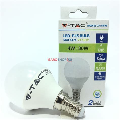 GaroShop V TAC VT 1819 LAMPADINA LED E14 4W MINIGLOBO P45