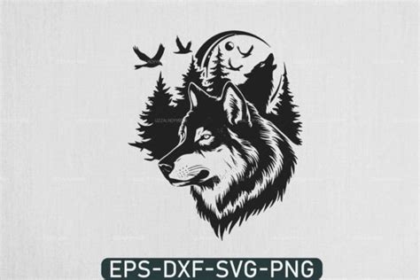 Howling Wolf Svg File Mountain Wolf Svg Graphic By Uzzalroyy