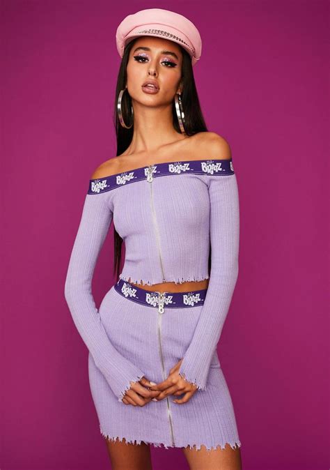 Dolls Kill X Bratz Knit Sweater Skirt Set Purple Fashion Nova