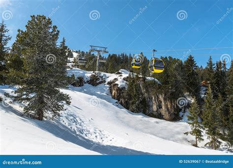 Cable Ski Lifts in Mayrhofen Ski Resort, Austria Stock Image - Image of ...