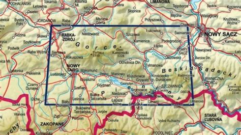 Gorce I Pieniny Mapa Panoramiczna Laminowana