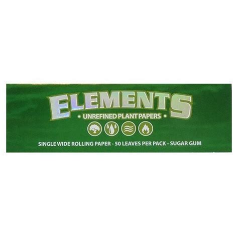 ELEMENTS Green Single Wide Unrefined Plant Rolling Papers For Sale