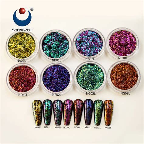 Shengzhu Chameleon Flakes Nail Chrome Flakes Chameleon Glitter Flakes