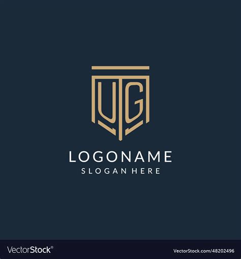 Initial Ug Shield Logo Monoline Style Modern And Vector Image