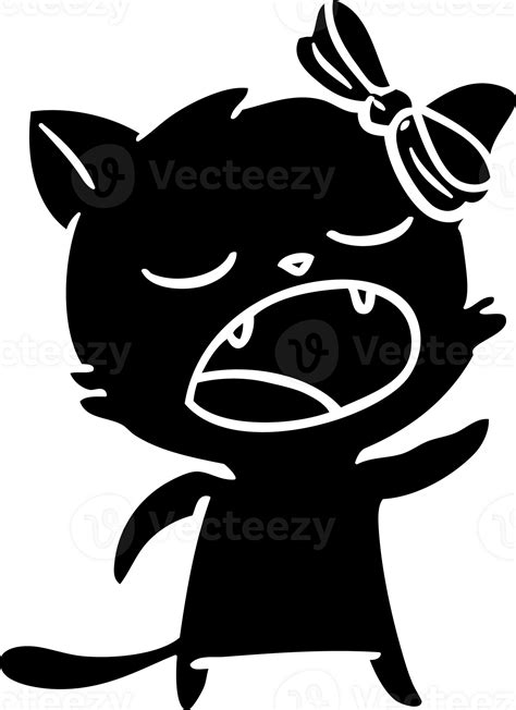 cartoon cat meowing solid black icon 45456284 PNG