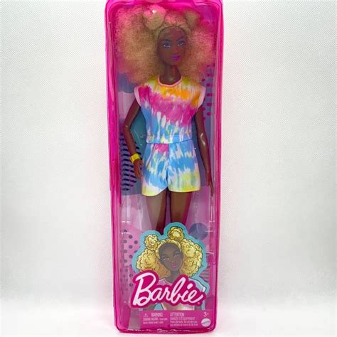 POUPÉE BARBIE FASHIONISTAS Afro blonde combishort tie dye collection NEUF EUR