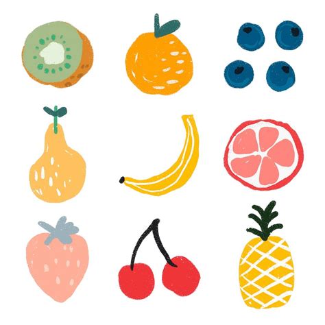 Cute hand drawn fruit set | Premium PSD - rawpixel