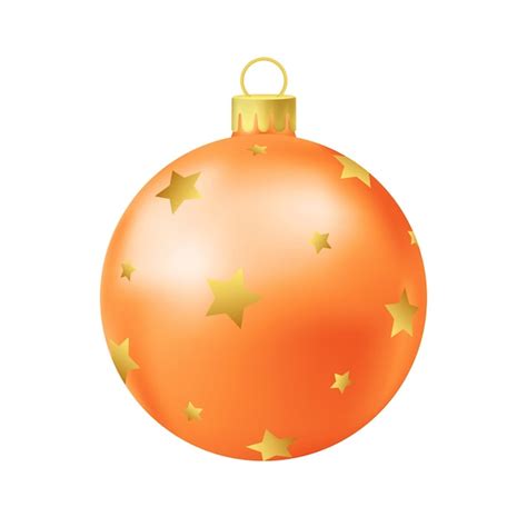 Premium Vector Orange Christmas Tree Ball With Gold Star