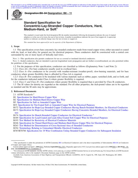 Astm B Standard Specification For Concentric Lay Stranded Copper