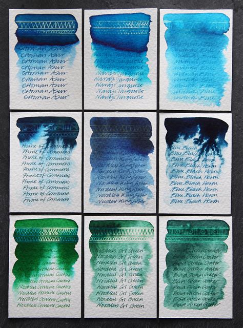 Noodlers Ink Review Blues And Greens Fountain Pen Ink Art