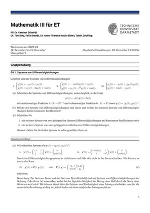 Uebung 08 mit Loesung Mathematik III für ET 8 Übungsblatt