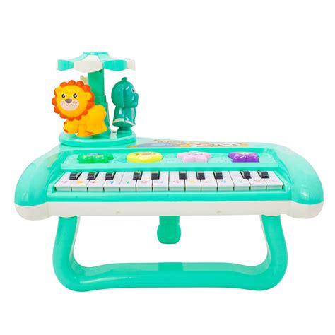 Teclado Piano Musical Brinquedo Infantil Divertido Som Luzes Carrossel