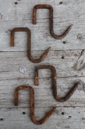 Rustic Old Forged Iron Hook Lot Of Antique Vintage Rusty Iron Hooks