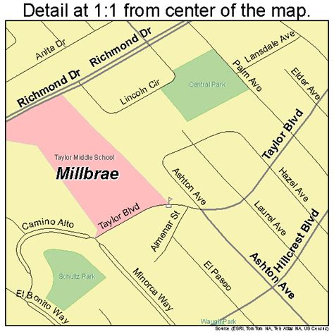 Millbrae California Street Map 0647486