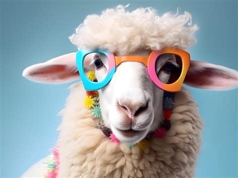 Premium Photo Fashionable Sheep With Eyeglasses Ai Generated