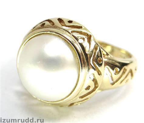 Итальянское золотое кольцо с жемчугом 585 пробы