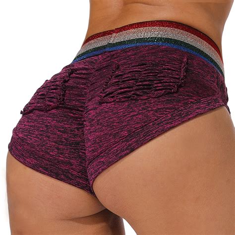 Seasum Seasum Womens High Waist Yoga Shorts With Pockets Mesh Tummy Control Printed Sexy