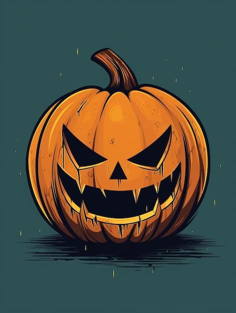 Premium AI Image | a drawing of a pumpkin with a scary face on it.