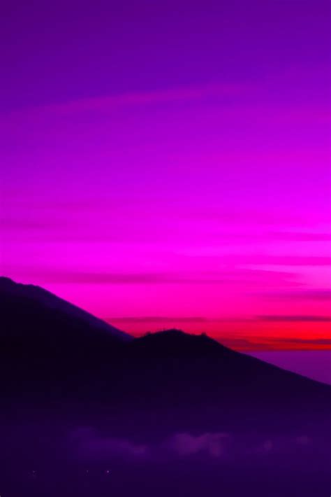 Purple Sunset Behind Mountain Wallpaper