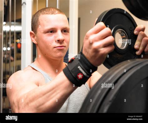 Man Weight Training Stock Photo Alamy