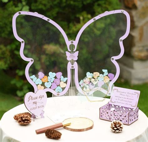 Butterfly Heart Guest Book For Mis Xv Sweet Butterfly Guest Book