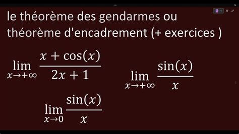 Calcul Des Limites Th Or Me Des Gendarmes Plus Exercices Youtube