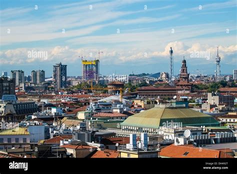 Aerial view of downtown Milan Stock Photo - Alamy