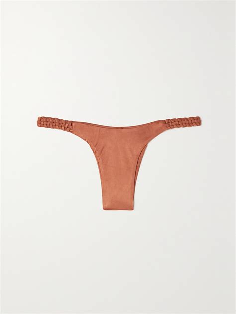 Isa Boulder Highweave Metallic Woven Stretch Satin Bikini Briefs ModeSens