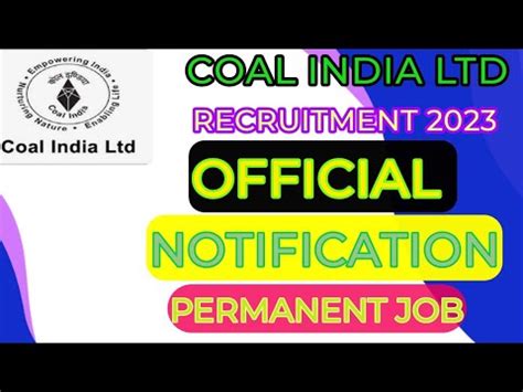 Coal India Cil Official Announcement Of Recruitment Youtube