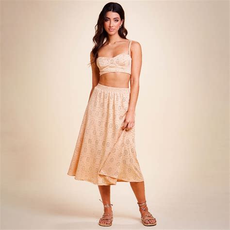 Saia Midi Laise Nude Comprar Em Lv Store