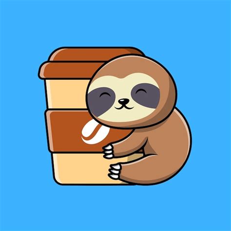 Premium Vector Cute Sloth With Coffee Cup Cartoon Vector Icons