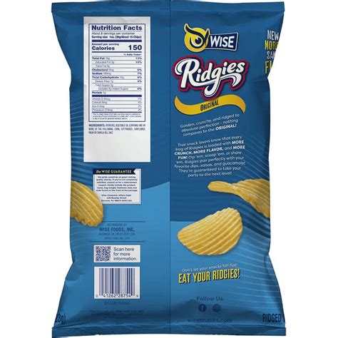 Wise Ridgies Original Ridged Potato Chips 4 Pack 75 Oz Sharing Size Bags