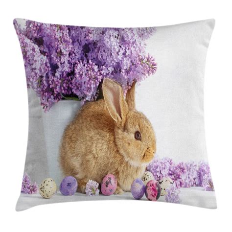 Easter Bunny Throw Pillow Cushion Cover Photo Of Beautiful Rabbit With