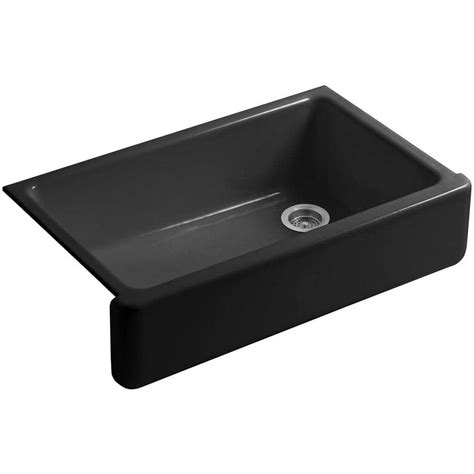 KOHLER Whitehaven Black Cast Iron 36 in. Single Bowl Farmhouse Apron ...