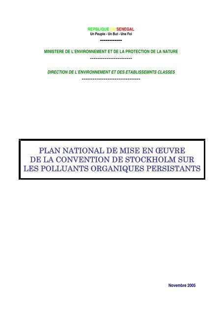 plan national de mise en œuvre de la convention de stockholm sur