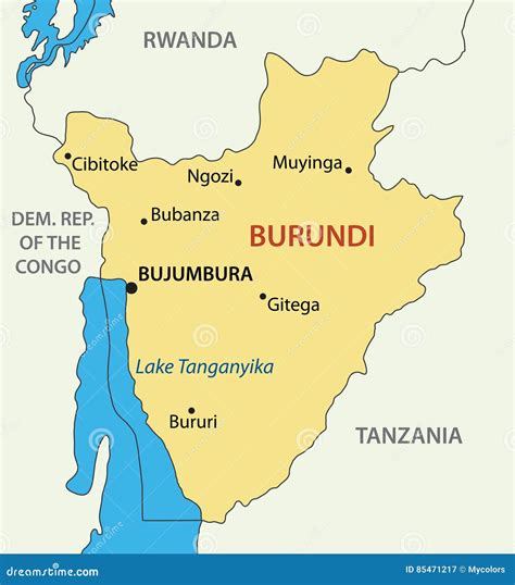 Republic Of Burundi Vector Map Stock Vector Illustration Of