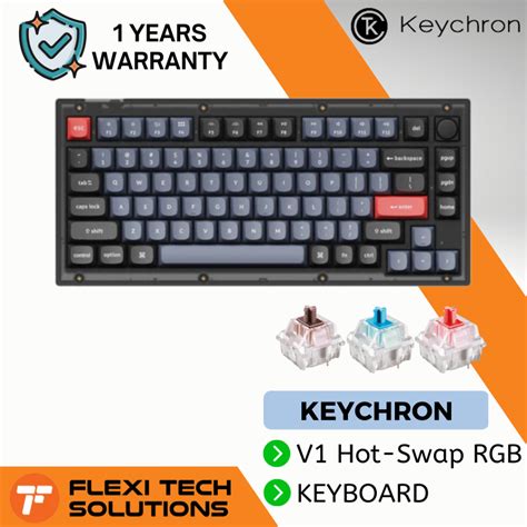 Flexi Tech Keychron V Hot Swap Rgb Fully Assembled Knob Frosted Black Translucent Mechanical