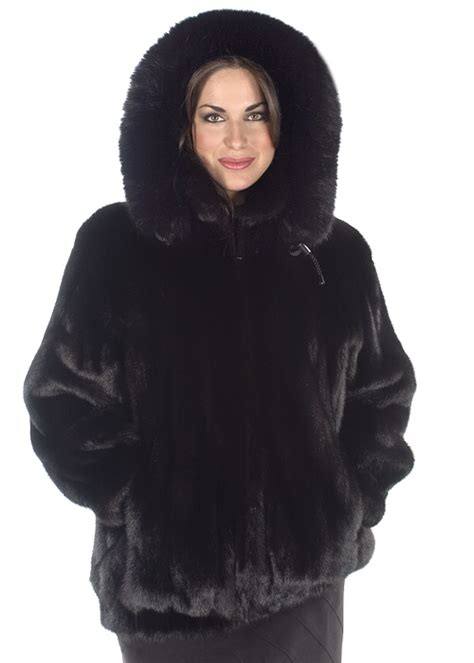 Mink Jacket Plus Size Ranch Mink Detachable Hood Madison Avenue