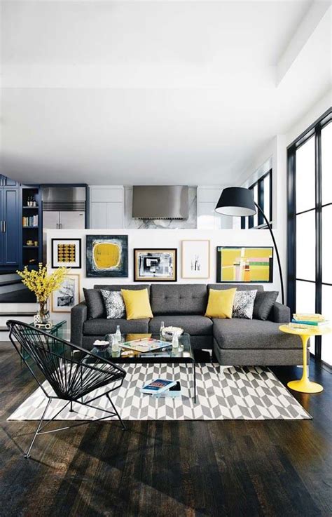 Inspira O Decora O Em Cinza E Amarelo Yellow Living Room Living